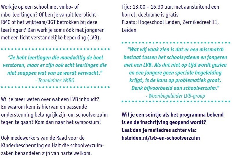 Save the date symposium LVB en schoolverzuim-bericht